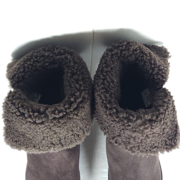 Coach Women's Norell US 7B Brown Suede Fold Down Sherpa Wedge Shearling Boots - Picture 5 of 16